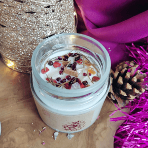 Bougie YULE. Bougie Noël. Bougie pierres naturelles. Bougie lithothérapie.