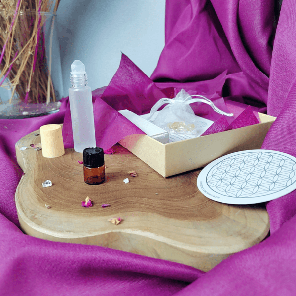 Kit DIY Roll-On Énergies Positives - Cristaux et Huile Essentielle de Pamplemousse pour une énergie vibrante. lithothérapie. pierres naturelles