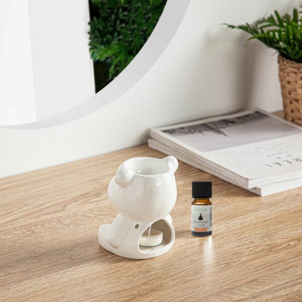 Brûle-parfum Teddy en céramique laquée blanche, design élégant et plein de douceur pour une ambiance zen